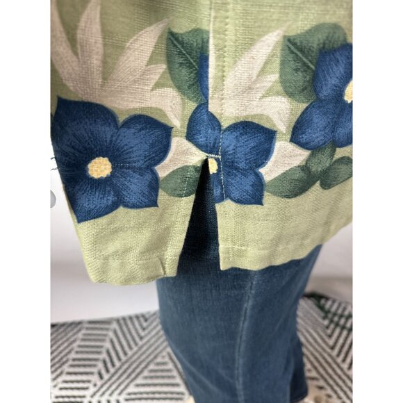 Cherokee XL Mens Green Floral Short Sleeve Button-Up Shirt - Picture 8 of 16